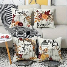4pcs Fall Pillow Covers Throw Pillowcase Autumn Pumpkin Thanksgiving Decor 18x18