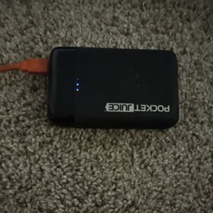 Pocket Juice Power Bank Portable USB Charger, Black Matte, LED Indicator, Cable