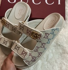 Women s Crystal GG Sandals   Beige  Size 9