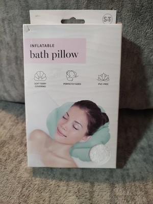 Inflatable Bath Spa Hot Tub Pillow W/Terry Covering White PVC Free Perfect Size