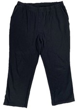 Lands' End Women's Sport Knit Straight Leg Pants Size Large Black Elastic Waist