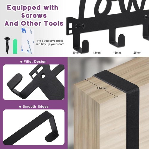 1Pcs Black Over The Door Hooks Towel Hooks, Wall Mount Towel Rack Towel Holder - Picture 5 of 7