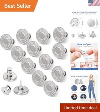 12 Sets No-Sew Metal Jean Buttons for Quick Size Adjustment - Stylish Remnants