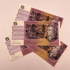 1969 $5 Five Dollar Banknote - Very Fine - Phillips / Randall Scarce Australian