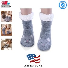 Women s Fuzzy Slipper Socks With Grippers Cozy Warm Cute Animal Gifts