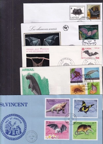 Mammals Bats Cat Dugong Butterfly choice of FDC France Latvia Papua New Guinea