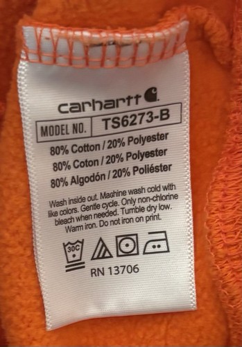 Carhartt Hoodie Half Zip Bright Orange Logo Sleeve 2T Kids Free Shipping - Picture 4 of 4