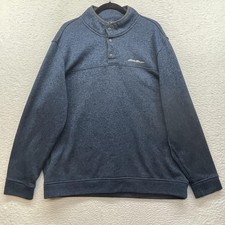 Eddie Bauer Sweatshirt Mens 2XL Blue Snap Mock Neck Radiator Fleece Pullover
