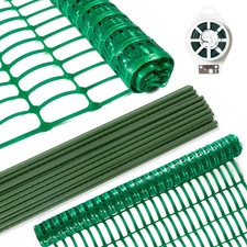 Safety Fence Plastic Mesh Fencing Roll,1 Roll with 25 Steel Stakes, Temporary Re