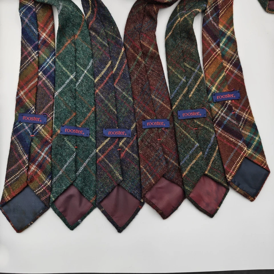 Lote de 6 Corbatas Escocés Tweed Toda Lana Shetland Vintage Gallo Volantes Foto 2 de 4