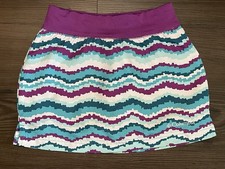 Columbia Girls Size 4/5 Purple/Teal Striped Stretch Waist Omni Shade Skort