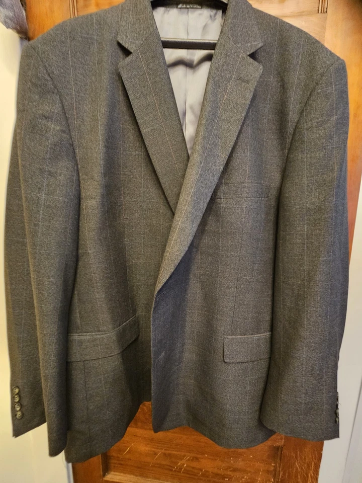 Blazer Jean Paul Germain Para Hombre 54 L Gris Oscuro Patrón A Cuadros con Tiras Azul Rojo Foto 2 de 4