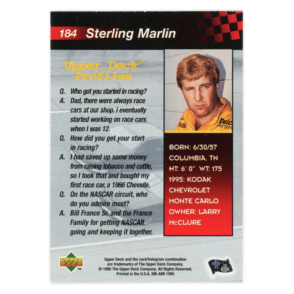 Sterling Martin - 1995 Upper Deck Electric GOLD #184 - Image 2 of 2