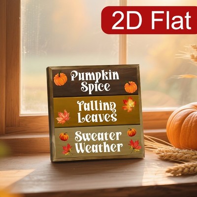 Harvest Season Pumpkin Spice Sweater Weather Cute Fall Tabletop Wooden Plaque