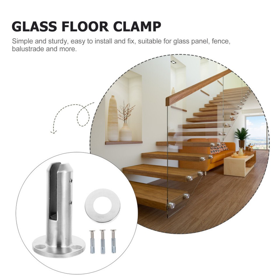 Glass Clip Round Spigot Balustrade Post Garden Deck Clamp Fence Panel