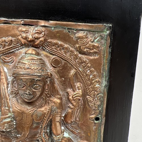 Original Antique Copper Veerabhadra Shiva Figure Embossed Plate Hindu Virabhadra - Picture 6 of 12