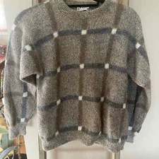 Plaid Vintage 100% Alpaca Wool Sweater, Handmade La Bambu sweater