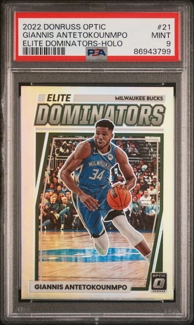 2022 Donruss Optic Giannis Antetokounmpo Holo Elite Dominators PSA 9 MINT #1