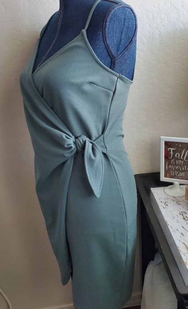 Mind Code Casual Spaghetti Strap Mini Olive Green… - image 2