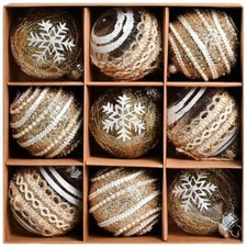 3.15"/80mm Large Christmas Ball Ornaments - Glitter Shatterproof Champagne-b