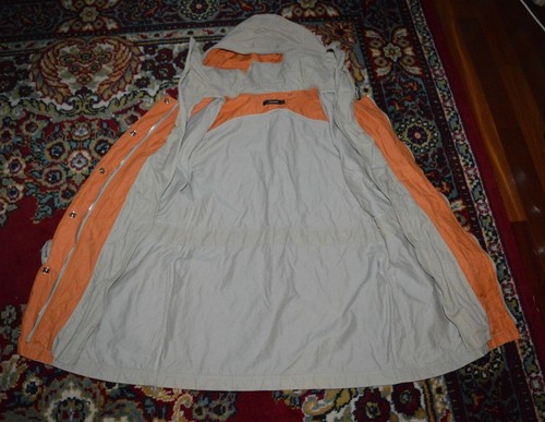 TAHARI WINDBREAKER HOODED LIGHT JACKET BEIGE /ORANGE UNLINED DISTRESSED SIZE-S - Picture 7 of 7