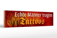 Holzschild Spruch 46X10 Cm Echte MäNner Tragen Tattoos Deko Schild Wooden Sign