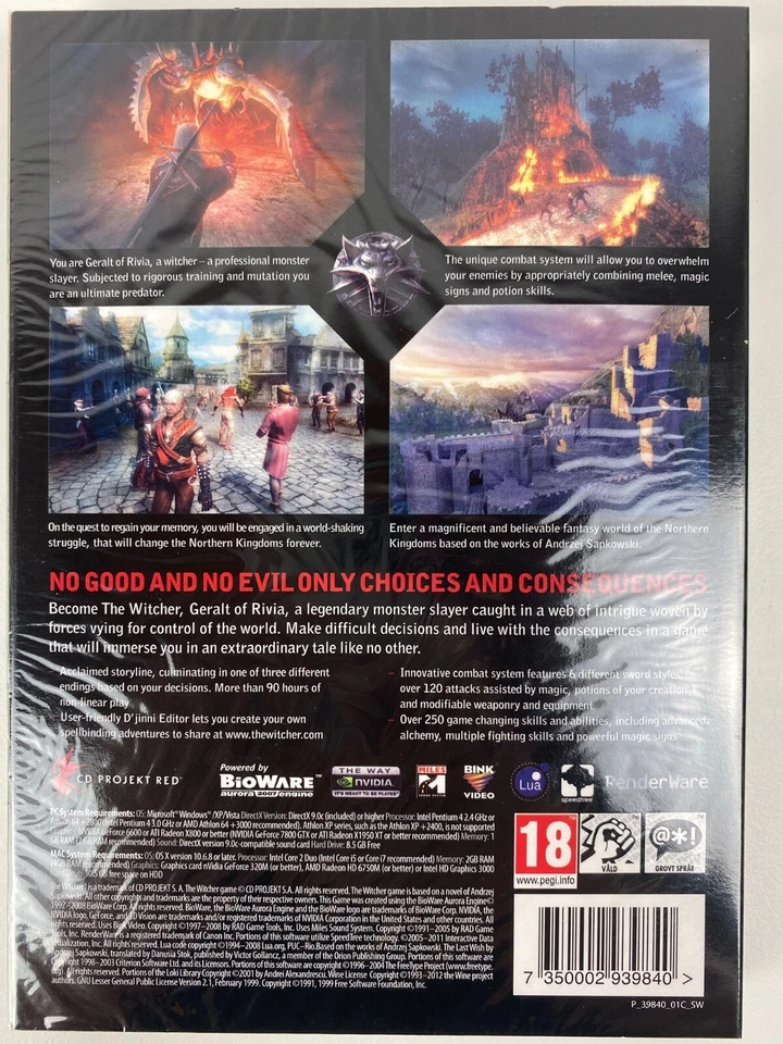 PC DVD Computer Spiel The Witcher 1 - Enhanced Edition - CD Project NEU Sealed - Bild 2 von 2