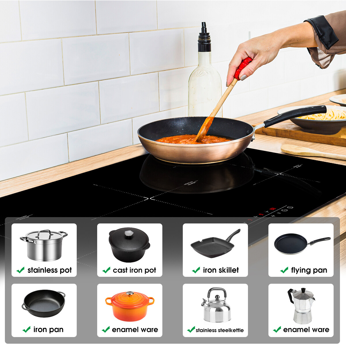 GASLAND 90cm Induction Cooktop 5 Burner Fast Heating Function Electric