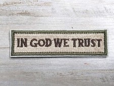 In God We Trust Patch Green Tan Tactical Morale EDC Hook Loop 3.75"x1"
