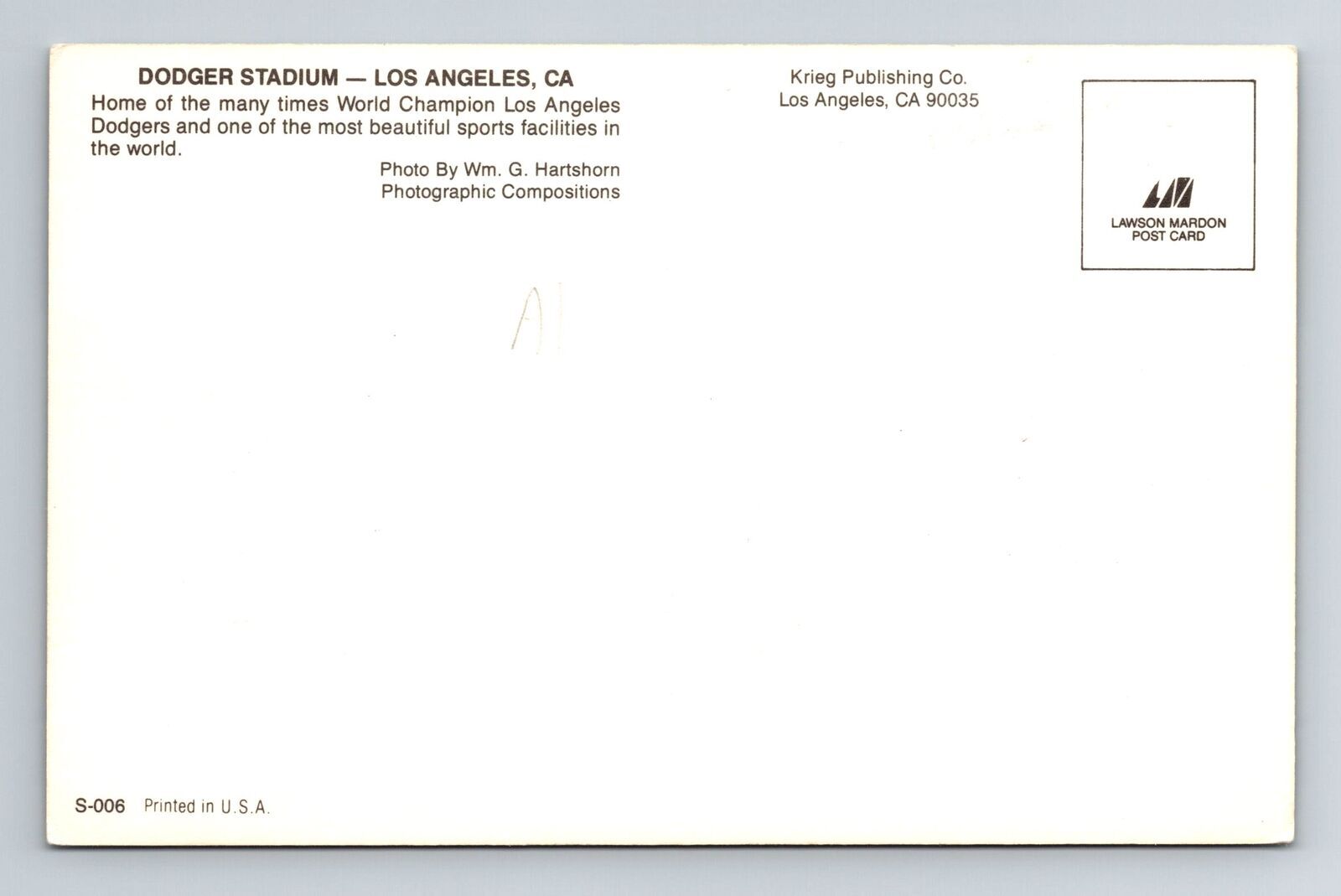 Los Angeles CACalifornia, Dodger Stadium, Aerial, Vintage Postcard eBay