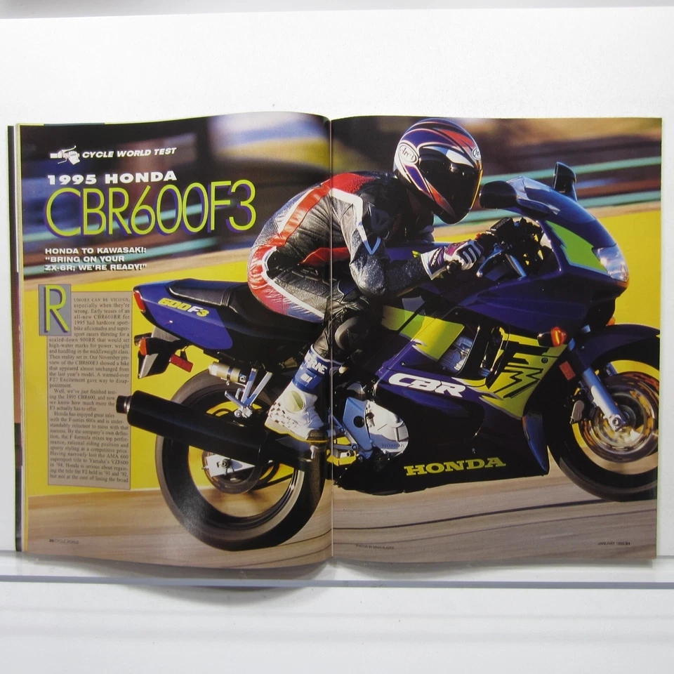 Cycle World Jan 1995 Vol 34 No 1 Honda CBR600F3, Yamaha SR500, Penske 8900 - Image 3 of 4