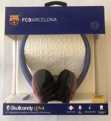 Rare Skullcandy Supreme Sound FC Barcelona Uprock Headphones with Mic