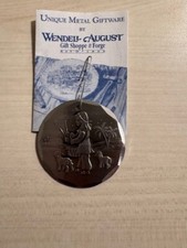 Wendell August Forge Aluminum Christmas Ornament Girl w/ 2 Lamb or Sheep NIB