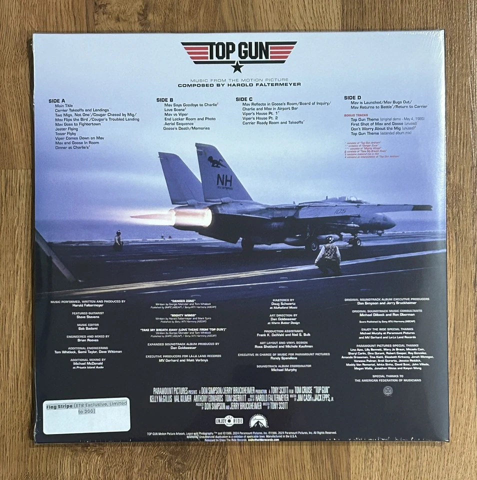 TOP GUN Music From The Motion Picture SCORE Flag Stripe vinyl record  /200 movie Foto 4 de 4