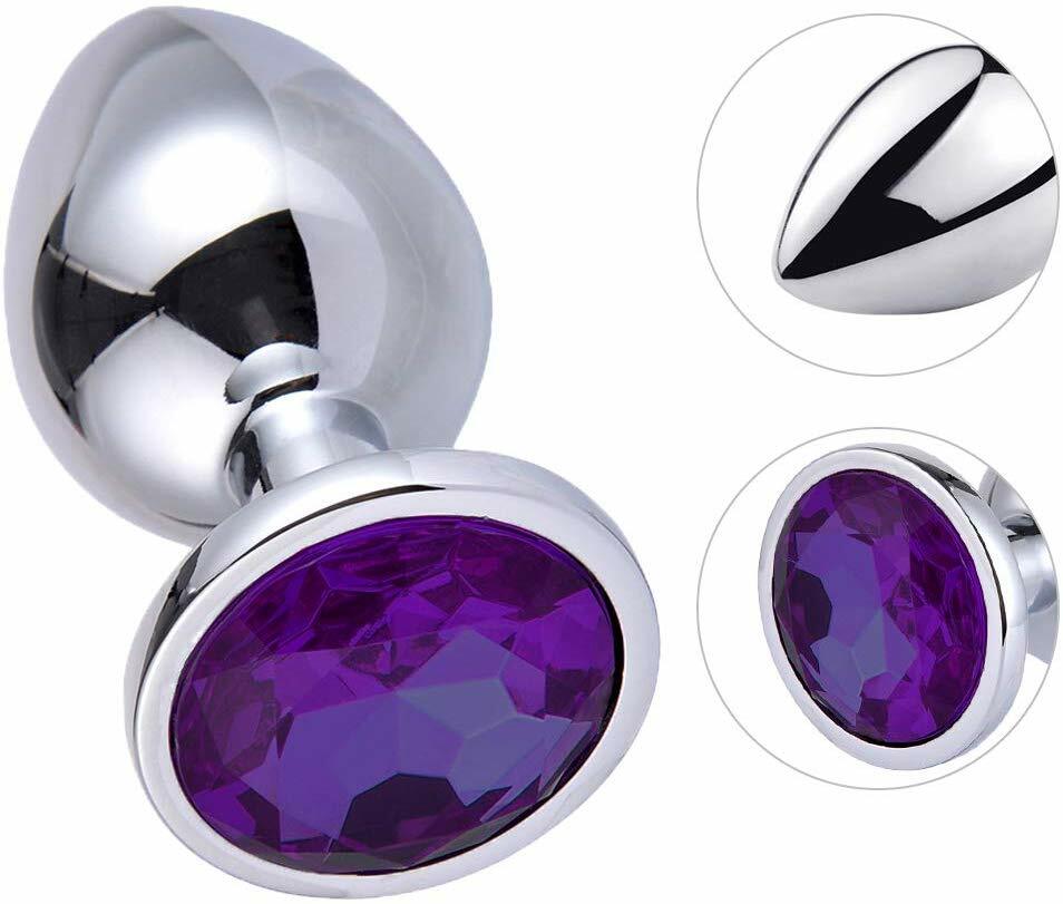 Kit De 3 Butt Plugs Anal En Acier Inoxydable Avec Bijoux Colorés - Pour Hommes Et Femmes