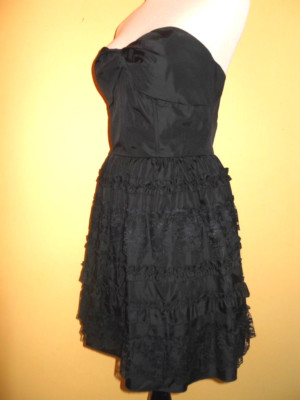 NWT Roberta Black Strapless Tiered Lace 5/ 6 Cocktail Party Evening Dress  $109 | eBay