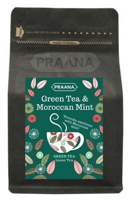 PRAANA TEE - Grüner Tee mit marokkanischen Minzblättern, 100 g