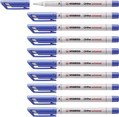 Folienstift - STABILO OHPen universal wasserlöslich fein 10er Pack blau 852/41