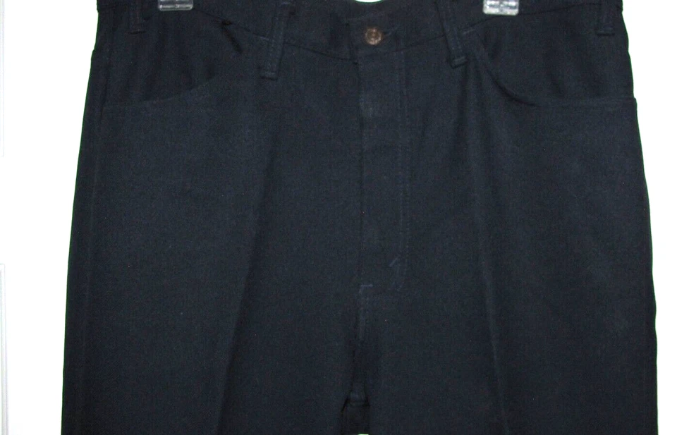 VTG 70's Levi action Pants Grampa polyester black/gold tab Navy Blue 36X29 - Image 2 of 4