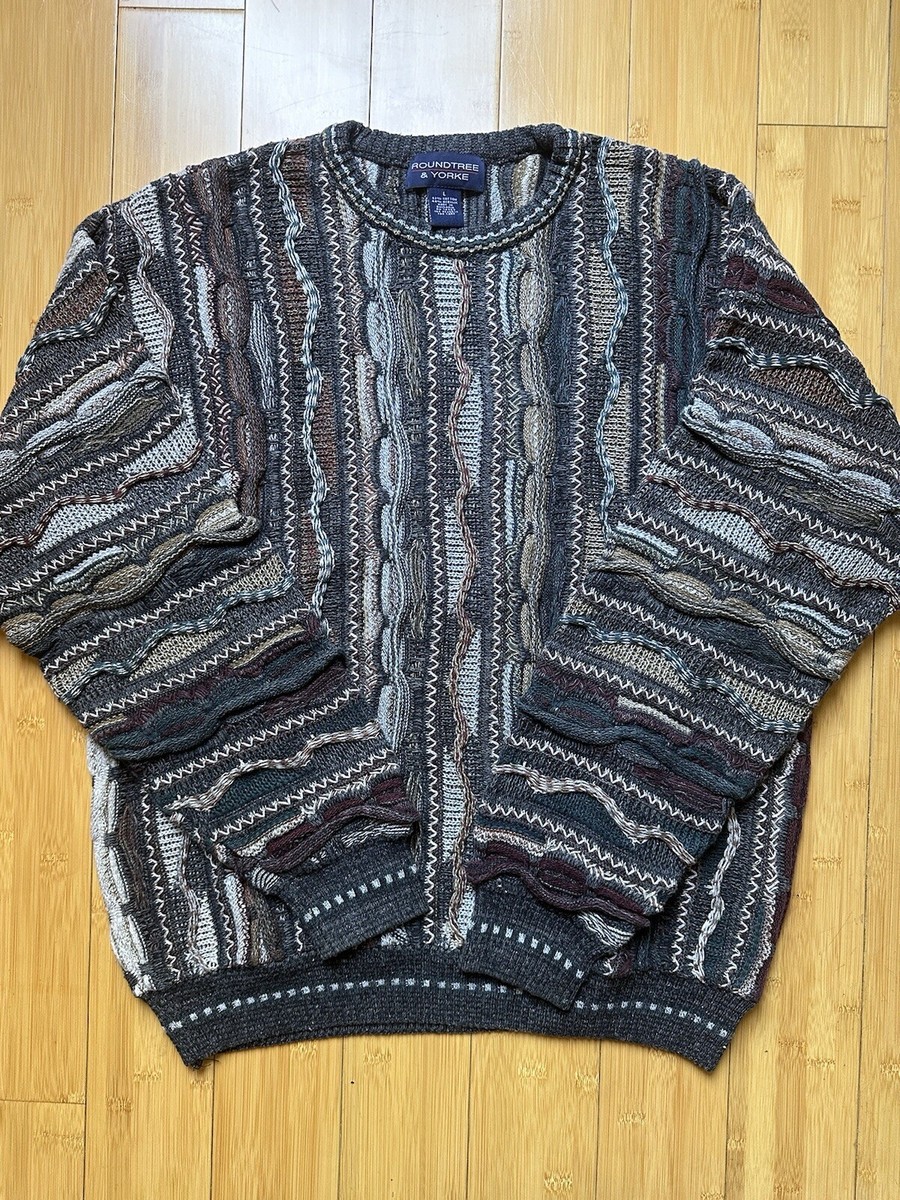 Vintage Roundtree & Yorke Knit 3D Textured Coogi Style Sweater 