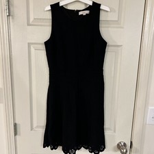 Women's Loft Ponte Eyelet Hem Dress - Black - Size 2- Originally $79.50