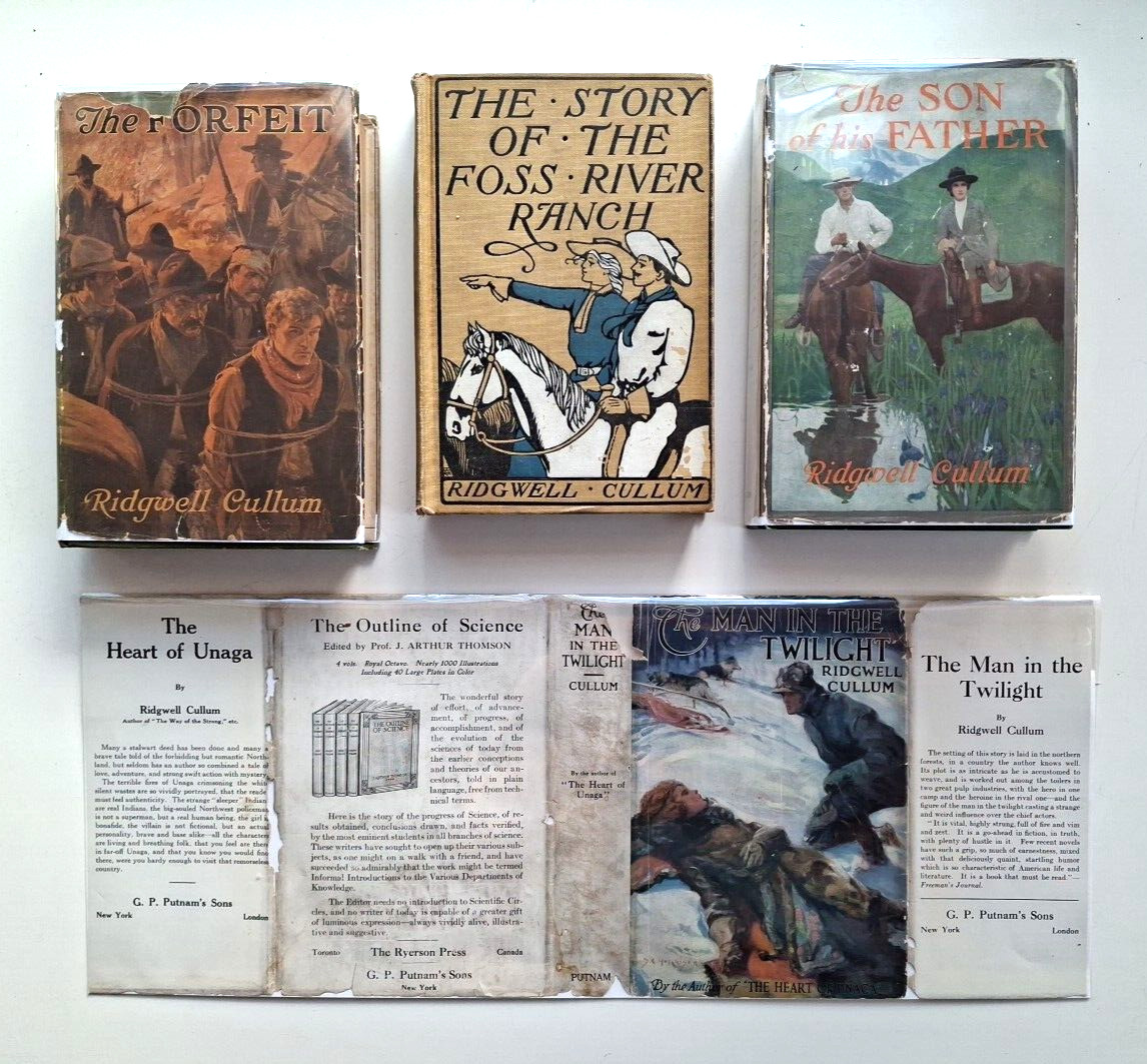 3 Early Westerns by Ridgwell Cullum Plus 1 Dust Jacket Only Without Book