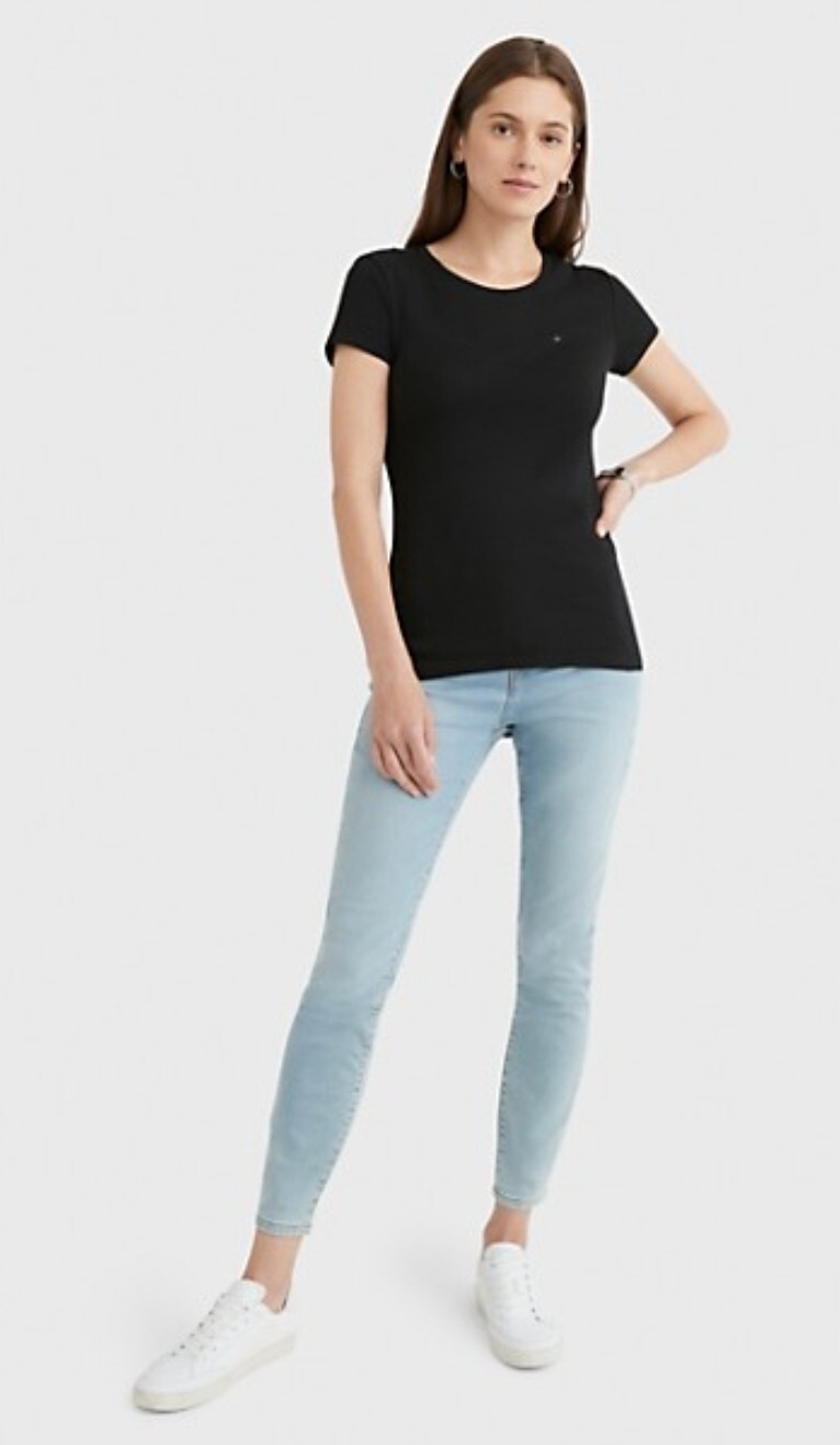 Tommy Hilfiger Essential Favorite Crew Neck Tee, Black, Women's Large image 4