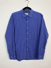 Robert Graham Mens M Tailored Fit Blue Check Plaid Button Front Dress Shirt