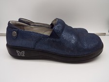 Alegria Blue Metallic Leather Keli Slip On Clogs KEL-7719 Women's Size 39