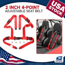 1Set Red 2" 4-Point Adjustable Racing Seat Belts Harness Safety Shoulder Straps