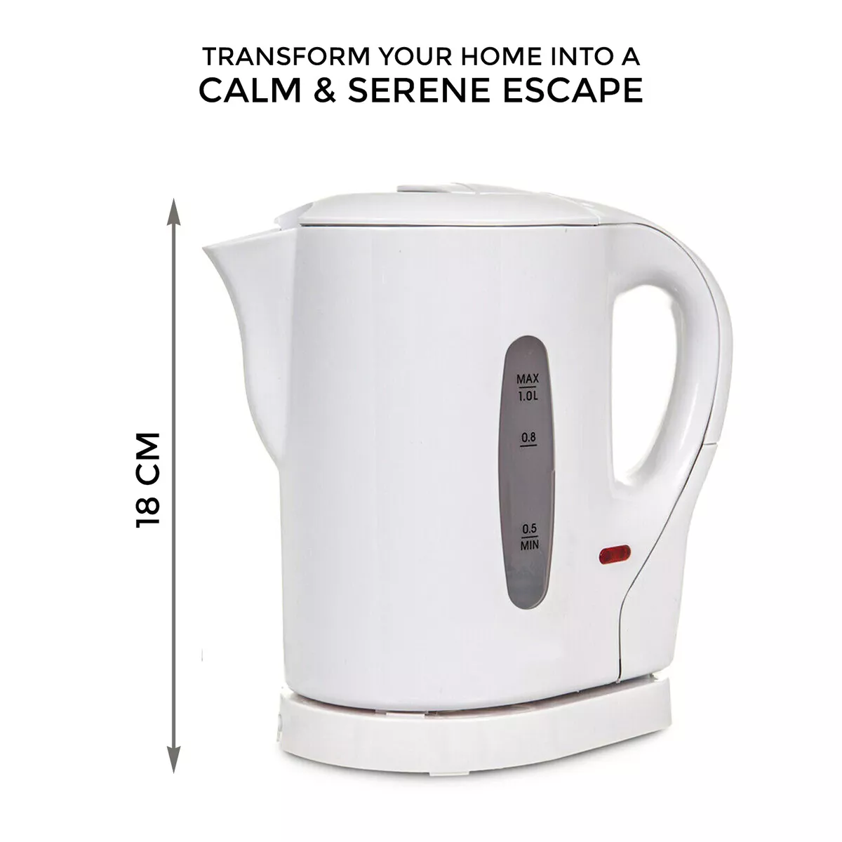 830W ELECTRIC WHITE 1 LTR KITCHEN CORDLESS KETTLE CARAVAN TRAVEL HOT WATER  JUG