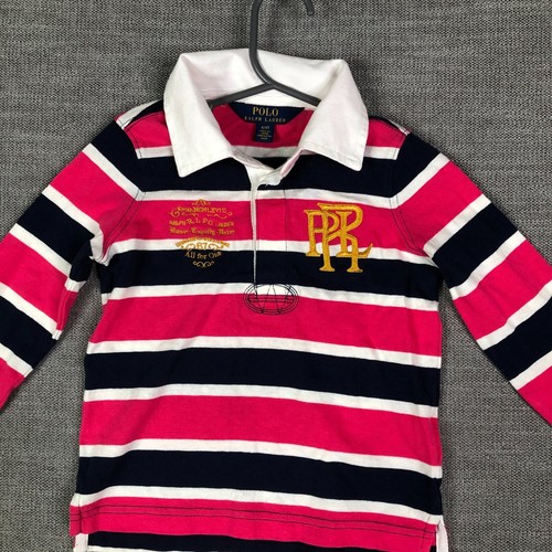 Polo Ralph Lauren Shirt Girls 4T Pink Striped Long Sleeve Collared Pullover - Picture 4 of 13