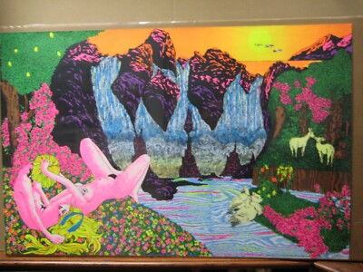 Super Eden Adam Eve Black Light Poster 1971 Large love paradise Inv#G7224