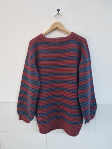 FREE PEOPLE Jumper Links Pullover in Wine Blue Stripe Sweater Small RRP £140 - Picture 6 of 12